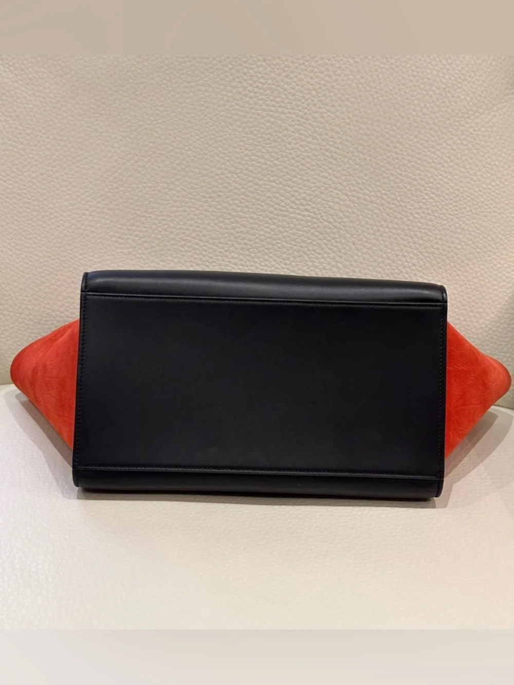 Celine Tricolor Trapeze Satchel in Black, Navy & Red /Size Small - Picture 8 of 15